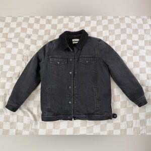 Madewell Black Denim Jacket with Sherpa Lining - very warm